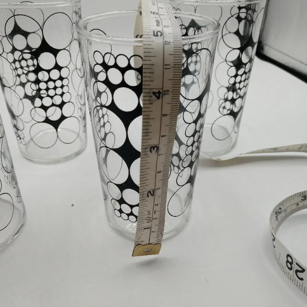 Mid Century Modern Clear w/Outlined Black Circles Libbey Juice Glass